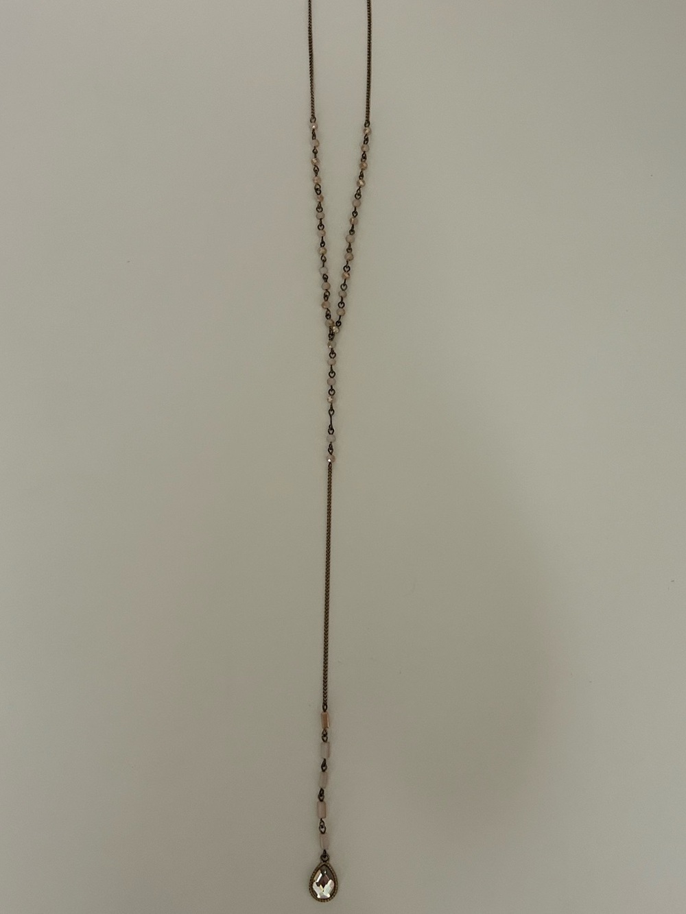 Delicate Rose Gold Drop Y-Necklace with Teardrop Pendant